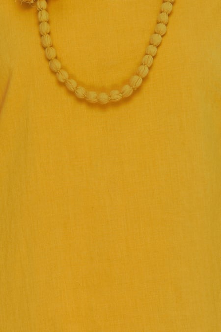 Bohame Yellow Round Draped Silk Dress at Aza Fashions Bohame_Yellow Round Draped Silk Dress _at_Aza_Fashions