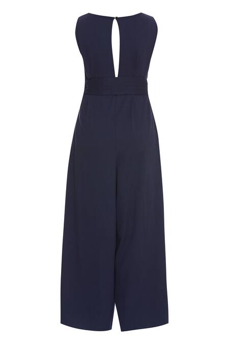 Shop_Bohame_Blue Round Cotton Linen Jumpsuit _Online_at_Aza_Fashions