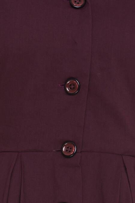 Bohame_Purple Lapel Cotton Linen Shirt Dress _at_Aza_Fashions