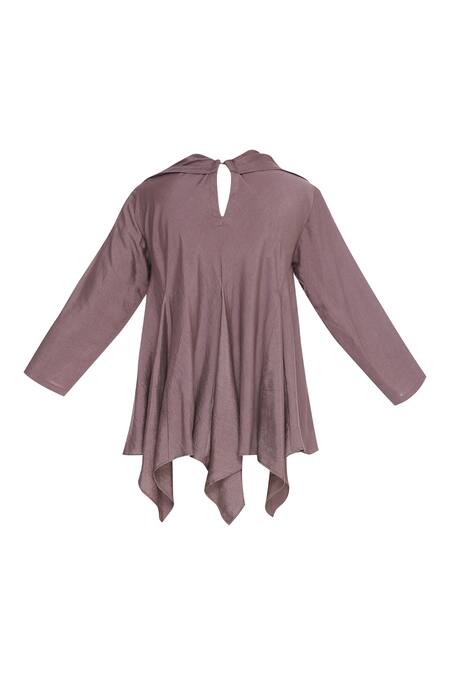 Shop_Bohame_Purple Cowl Asymmetric Top_Online_at_Aza_Fashions