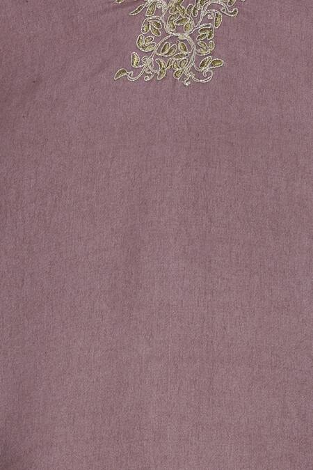 Bohame_Purple V Neck Asymmetric Tunic And Pant Set_at_Aza_Fashions