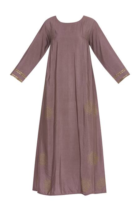 Buy_Bohame_Purple Round Block Print Midi Dress _Online_at_Aza_Fashions