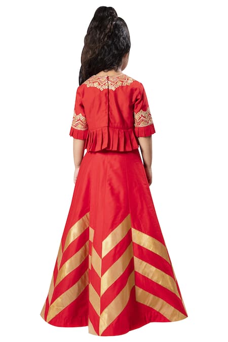 Neha Gursahani Red Patchwork Embroidered Lehenga Set 