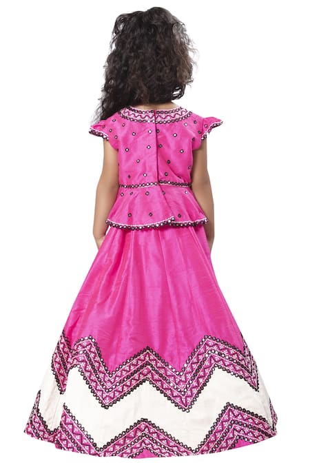 Neha Gursahani Pink Mirror Work Embroidered Lehenga Set 