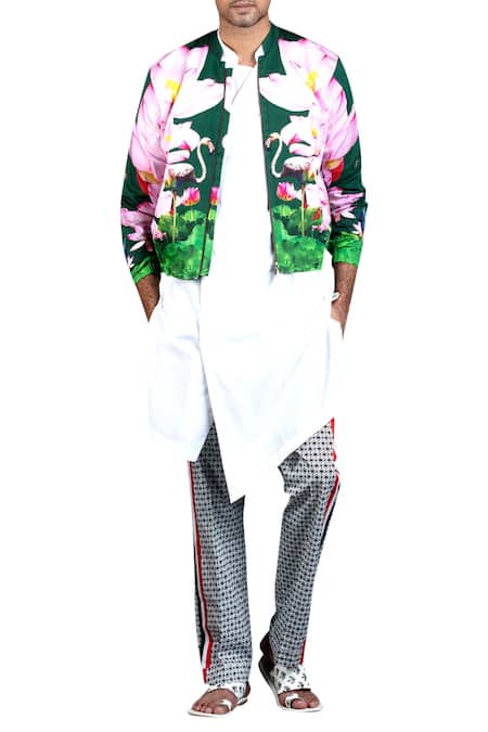 MR. Ajay Kumar Flower printed bomber jacket 