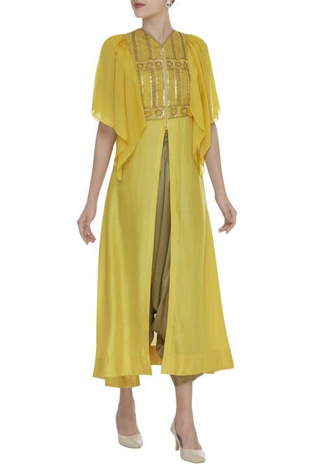 Rriso Gold Embroidered Kurta With Dhoti Pants