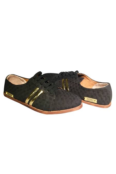 Artimen_Black Lace Tie-up Sneakers  _Online_at_Aza_Fashions