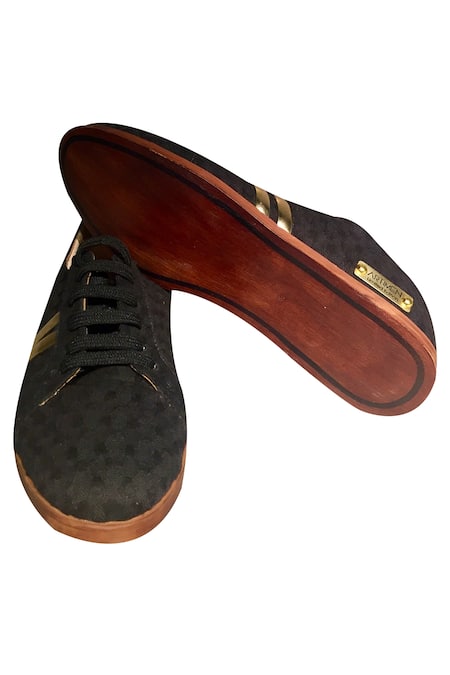 Buy_Artimen_Black Lace Tie-up Sneakers  _Online_at_Aza_Fashions
