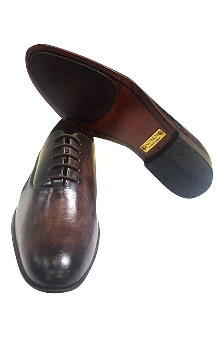 Artimen_Brown Plain Lace Up Block Heel Shoes _Online_at_Aza_Fashions