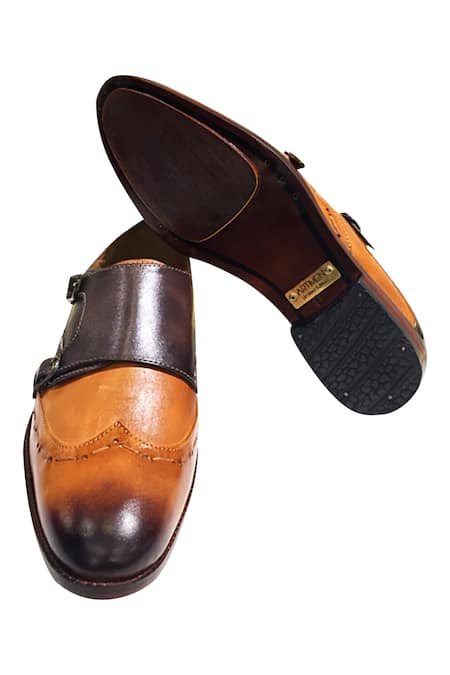 Buy_Artimen_Brown Plain Monk Stitch Buckle Design Oxfords _Online_at_Aza_Fashions