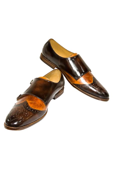 Artimen Handcrafted Monk Strap Brogue Shoes 