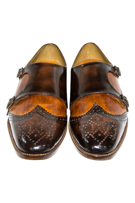 Artimen Handcrafted Monk Strap Brogue Shoes 
