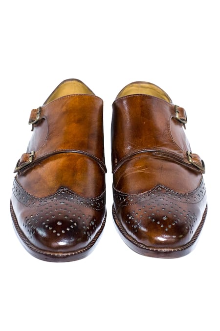 Artimen Handcrafted Monk Strap Brogue Shoes 