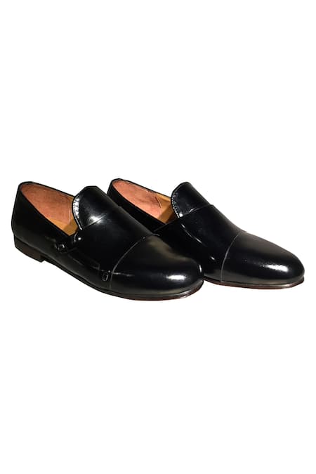 Artimen_Black Plain Leather Loafers _Online_at_Aza_Fashions