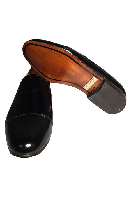 Buy_Artimen_Black Plain Leather Loafers _Online_at_Aza_Fashions