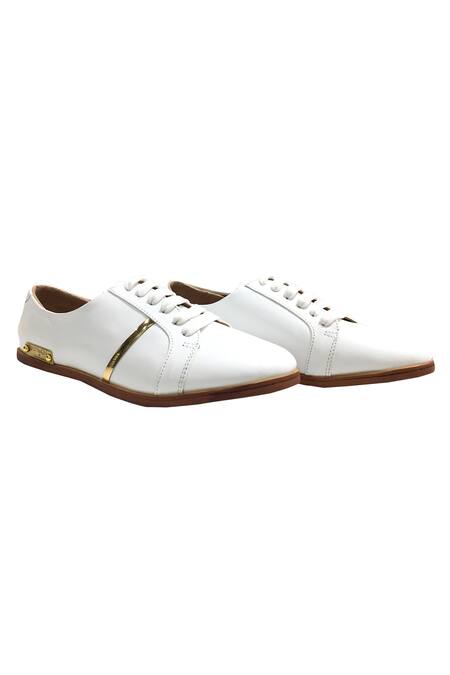 Artimen_White Lace Tie-up Shoes _Online_at_Aza_Fashions