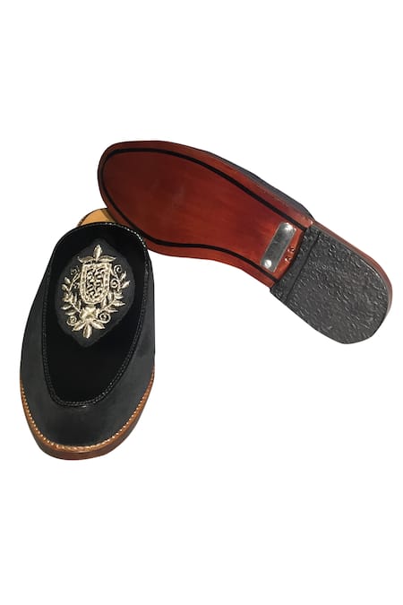 Buy_Artimen_Black Embroidered Mules _Online_at_Aza_Fashions