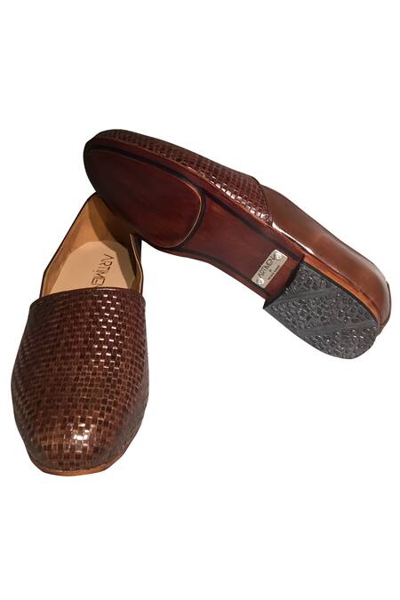 Artimen_Brown Plain Classic Wooven Shoes  _Online_at_Aza_Fashions