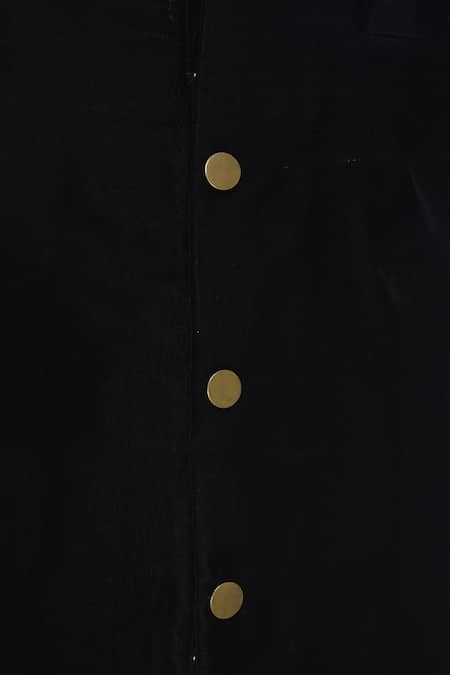 Sva By Sonam & Paras Modi_Black Velvet Embroidered Sherwani With Printed Pants And Stole _at_Aza_Fashions