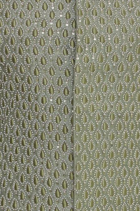 Sva By Sonam & Paras Modi_Green Raw Silk Embroidered Resham Booti Sherwani Set_at_Aza_Fashions