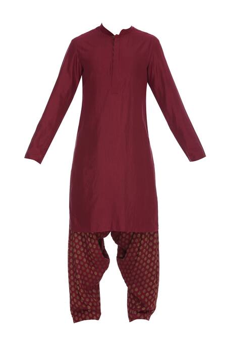 Buy_Sva By Sonam & Paras Modi_Maroon Sherwani Kurta And Dhoti Pant Set_Online_at_Aza_Fashions