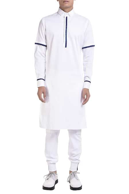 NoughtOne Long sleeve kurta with blue detailing 