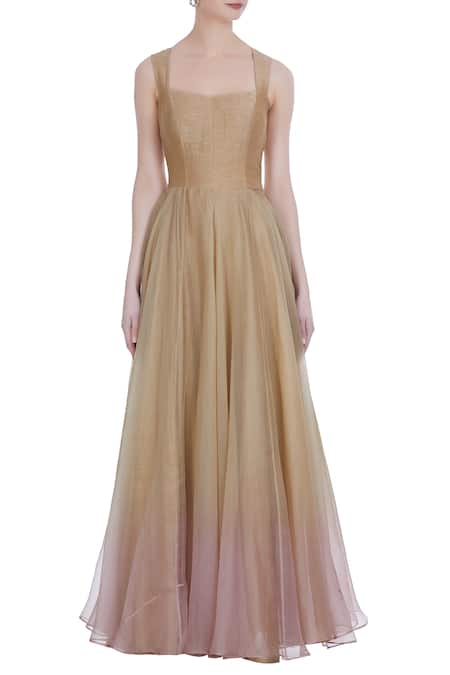 Shop_Incheetape_Beige Gown With Embroidered Cape _Online_at_Aza_Fashions