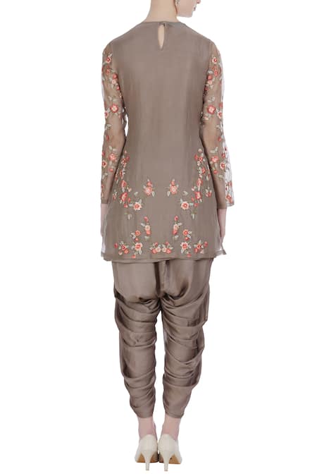 Incheetape Embroidered top with dhoti pants 
