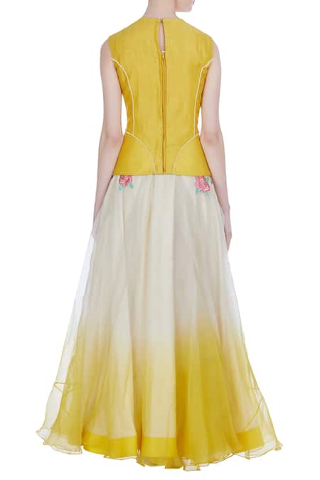 Incheetape Jacket blouse with frilled lehenga 