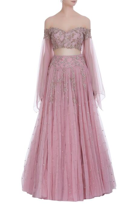 Shop_Anushree Reddy_Pink Embroidered Lehenga Set_Online_at_Aza_Fashions