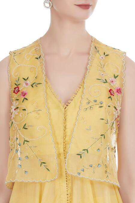 Anushree Reddy Yellow Embroidered Jacket And Anarkali Set at Aza Fashions Anushree Reddy_Yellow Embroidered Jacket And Anarkali Set_at_Aza_Fashions