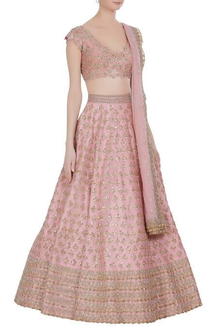 Anushree Reddy_Pink Embroidered Lehenga Set_Online_at_Aza_Fashions