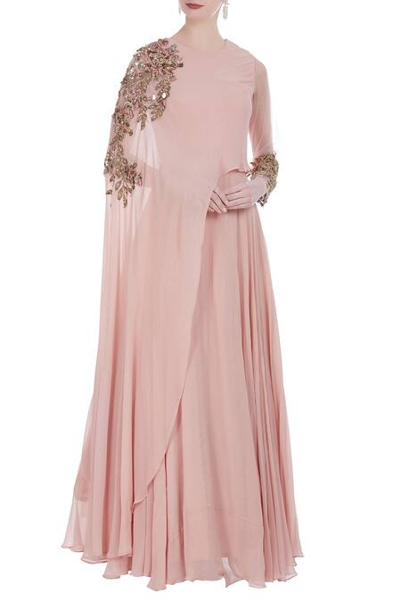 Bhumika Sharma Pink Cape Coin Embroidered Gown