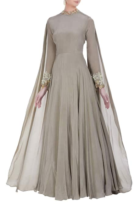 Bhumika Sharma Beige Embellished Anarkali Gown