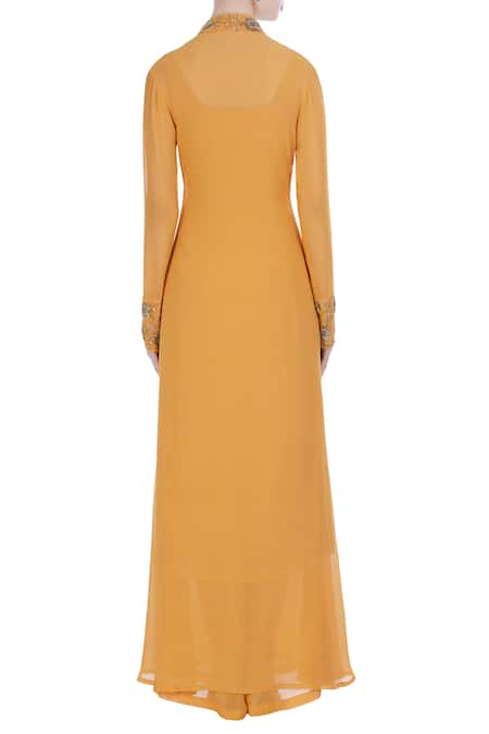 Nikhil Thampi Embroidered open jacket with kurta and palazzo pants 