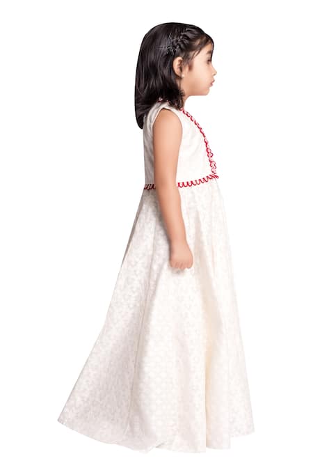 Neha Gursahani_Off White Chanderi, Cotton Embroidery Ivory Anarkali Dress _Online_at_Aza_Fashions