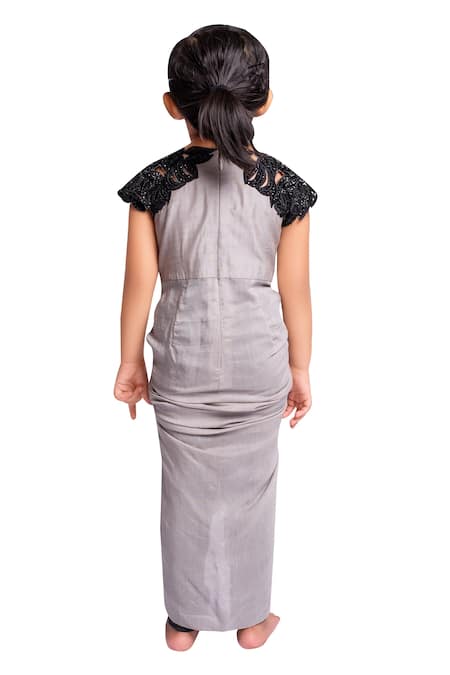 Neha Gursahani Grey embroidered draped dress with churidar 