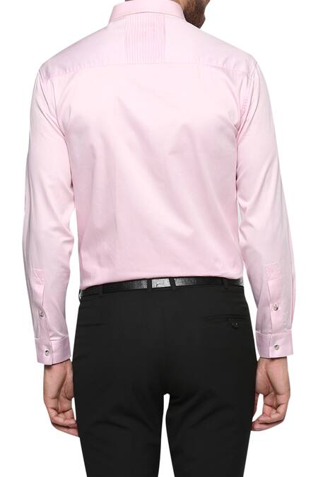 Shop_Philocaly_Pink 100% Egyptian Cotton Down Shirt With Placket _at_Aza_Fashions