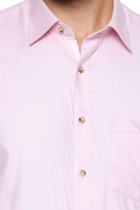 Philocaly_Pink 100% Egyptian Cotton Formal Button Down Dress Shirt_Online_at_Aza_Fashions