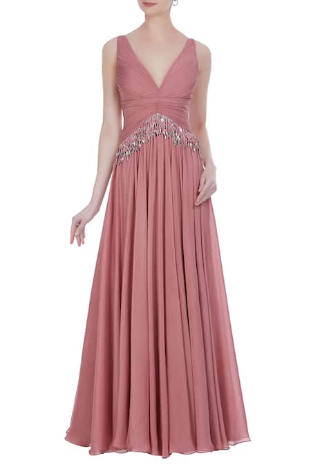 Babita Malkani Sequin tassel pleated gown 