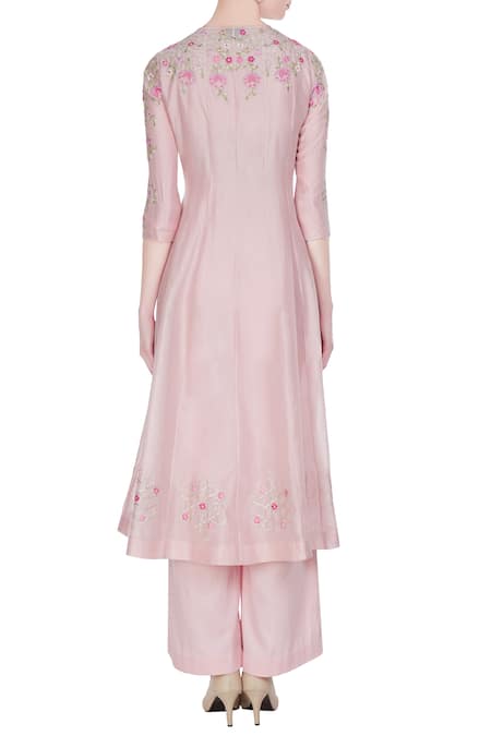Rajat & Shraddha Rose pink chanderi silk thread embroidered kurta set 