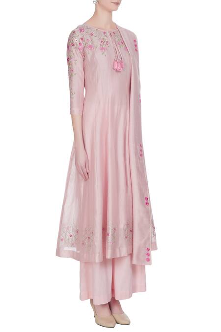Rajat & Shraddha Pink Rose Chanderi Silk Thread Embroidered Kurta Set Online at Aza Fashions Rajat & Shraddha_Pink Rose Chanderi Silk Thread Embroidered Kurta Set _Online_at_Aza_Fashions