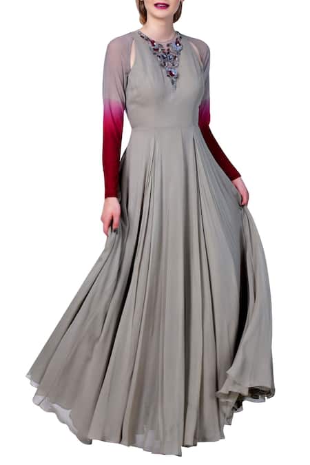 Buy Net Embroidered Anarkali Gown In Warm Grey Colour Online - LSTV03639 |  Andaaz Fashion