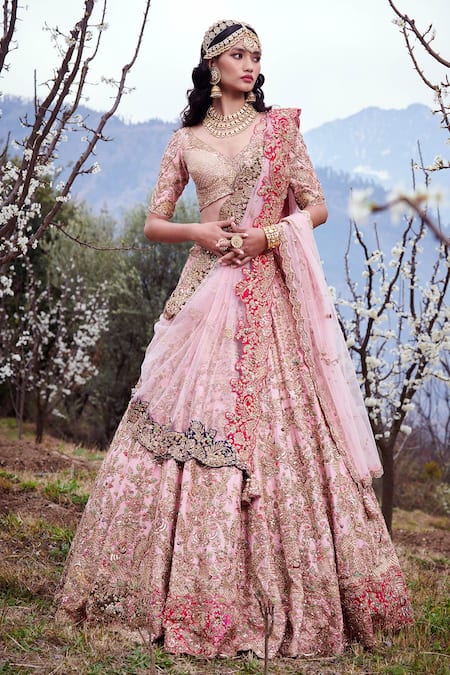 Dolly J Cyan Dust Embroidered Bridal Lehenga Set 
