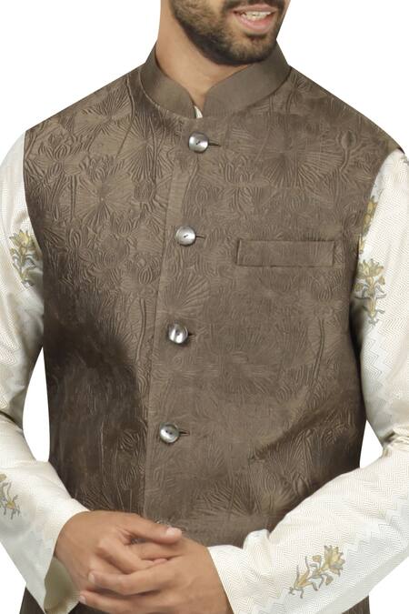 Rohit Bal Brown Machine Embroidered Bandi Online at Aza Fashions Rohit Bal_Brown Machine Embroidered Bandi_Online_at_Aza_Fashions