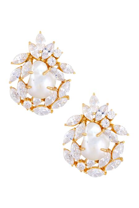 Mehek Gupta Gold Plated Persian Style Baroque Pearl Stud Earrings