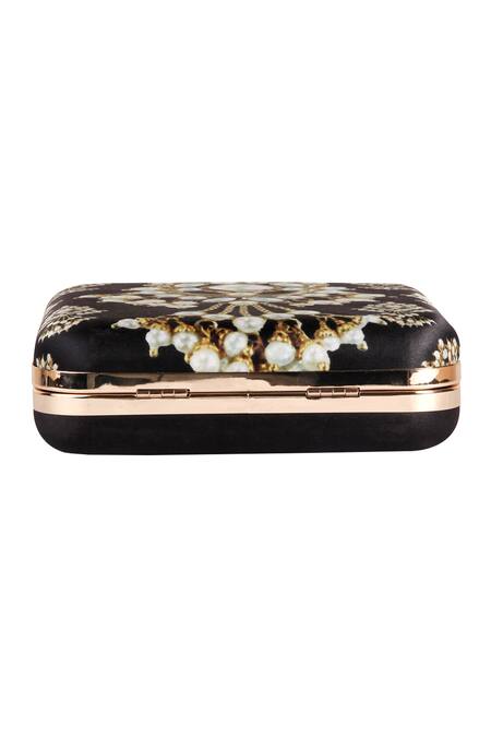 Puneet Gupta Black Gold Zardozi Embroidered Festive Clutch Online at Aza Fashions Puneet Gupta_Black Gold Zardozi Embroidered Festive Clutch _Online_at_Aza_Fashions