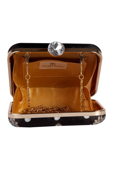Buy Puneet Gupta Black Gold Zardozi Embroidered Box Clutch Online at Aza Fashions Buy_Puneet Gupta_Black Gold Zardozi Embroidered Box Clutch _Online_at_Aza_Fashions