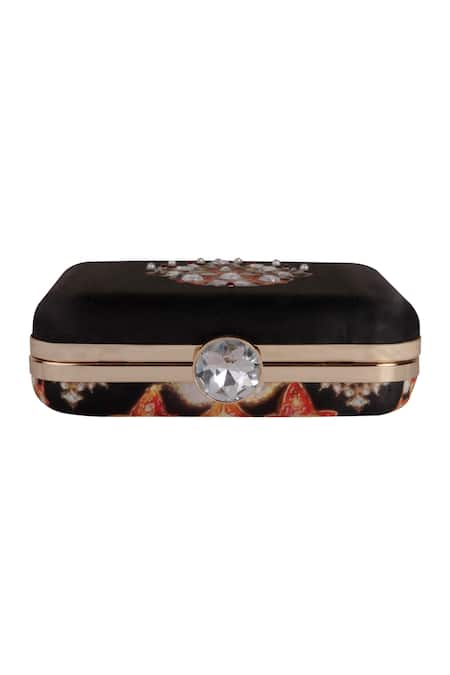 Shop Puneet Gupta Black Zardozi And Hand Pearl Embroidered Clutch at Aza Fashions Shop_Puneet Gupta_Black Zardozi And Hand Pearl Embroidered Clutch _at_Aza_Fashions