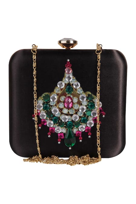 Puneet Gupta Zardozi Hand Embroidered Pearl Clutch 